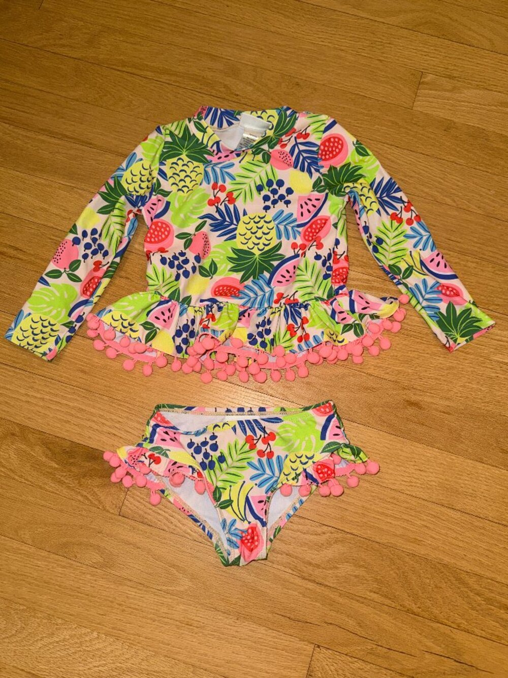 Nicole Miller NY Tropical Fruit Rash Guard Swimsuit Set 24M UV Protection